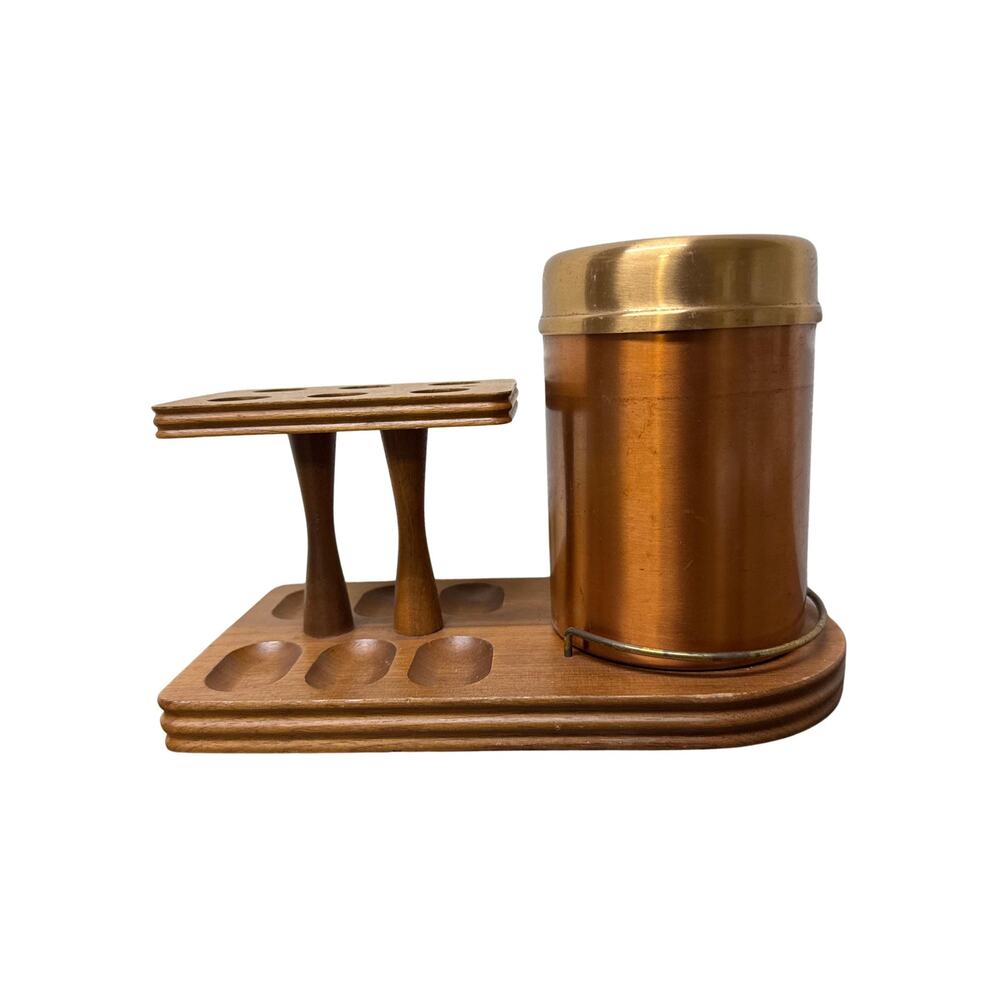 Vintage Pipe Rack with Jar Mid Century Modern Decor
